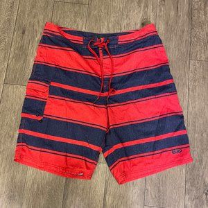 Nike 6.0 Board Shorts Swim Trunks Red Blue Stripe Men's Size 34